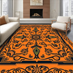 Orange Floral Medallion Border Rug