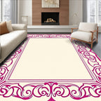 Hot Pink Ornate Scrollwork Frame Rug