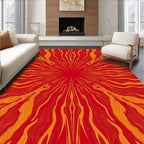 Crimson Orange Radial Burst Rug