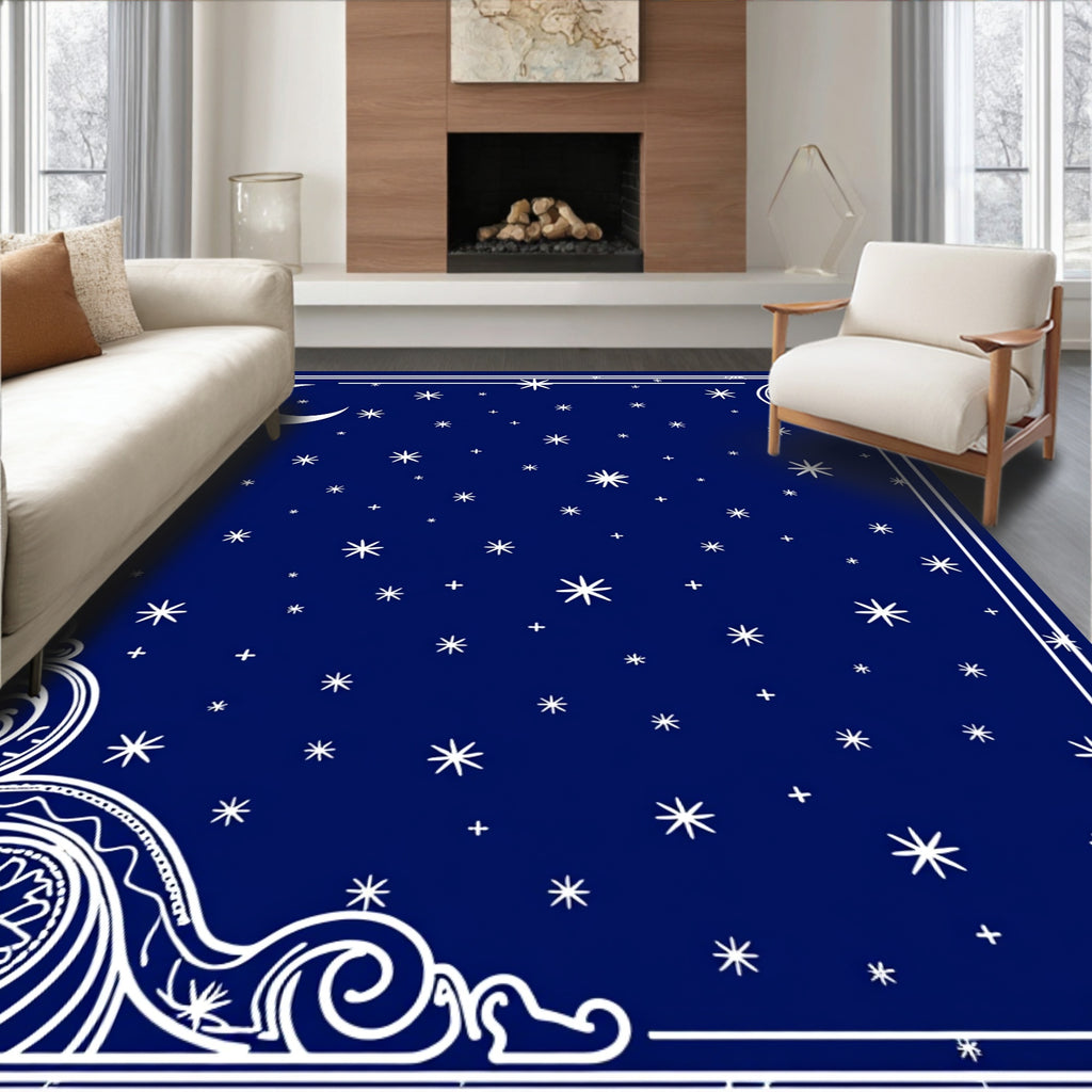 Midnight Celestial Crescent Star Rug