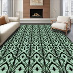 Emerald Art Deco Vertical Repeating Pattern Rug