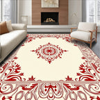 Ornate Red Floral Frame Medallion Rug