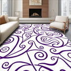 Deep Purple Swirl Calligraphy Abstract Rug