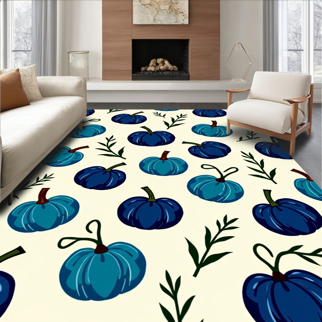 Deep Blue Pumpkin Patch Accents Rug