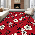 Crimson Floral Vines Delight Rug