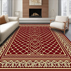 Garnet Interlocking Geometric Border Rug