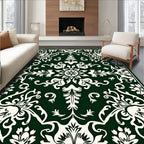 Dark Green and Cream Acanthus Scroll Rug