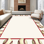 Classic Baseball Border Cream Rug