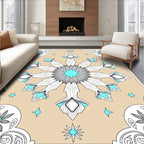 Icy Blue Geometric Snowflake Medallion Rug