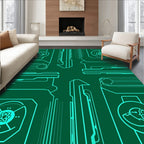 Teal Circuit Board Technology Rug