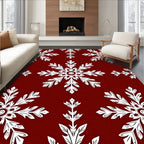 Classic White Snowflake Crimson Backdrop Rug