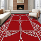 Crimson White Feathered Geometric Rug