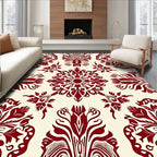 Crimson Medallion Floral Damask Rug