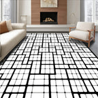 Monochrome Square Grid Abstraction Rug