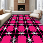 Hot Pink Black White Bold Geometric Rug