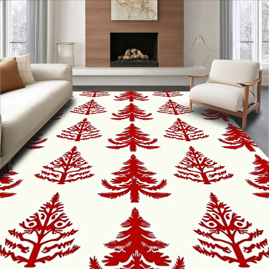 Crimson Evergreen Repeat Arrangement Rug