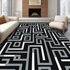 Monochromatic Maze Graphic Accents Rug