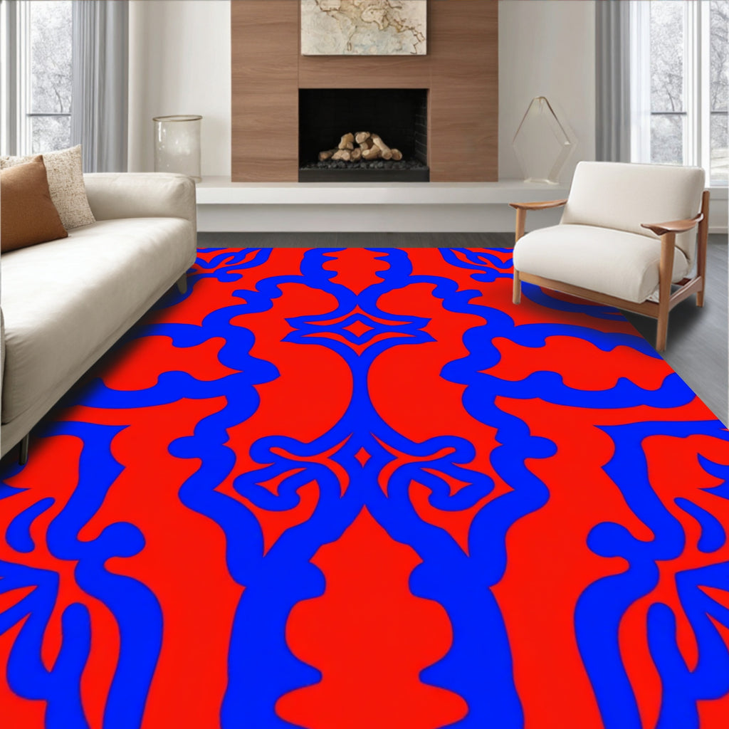 Crimson Blue Savanna Swirl Rug