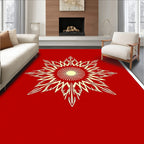 Crimson Sunburst Star Medallion Rug