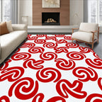 Vibrant Red Swirls Whimsical Rug