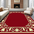 Victorian Red Floral Bell Border Rug