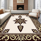Elegant Dark Brown Floral Medallion Rug