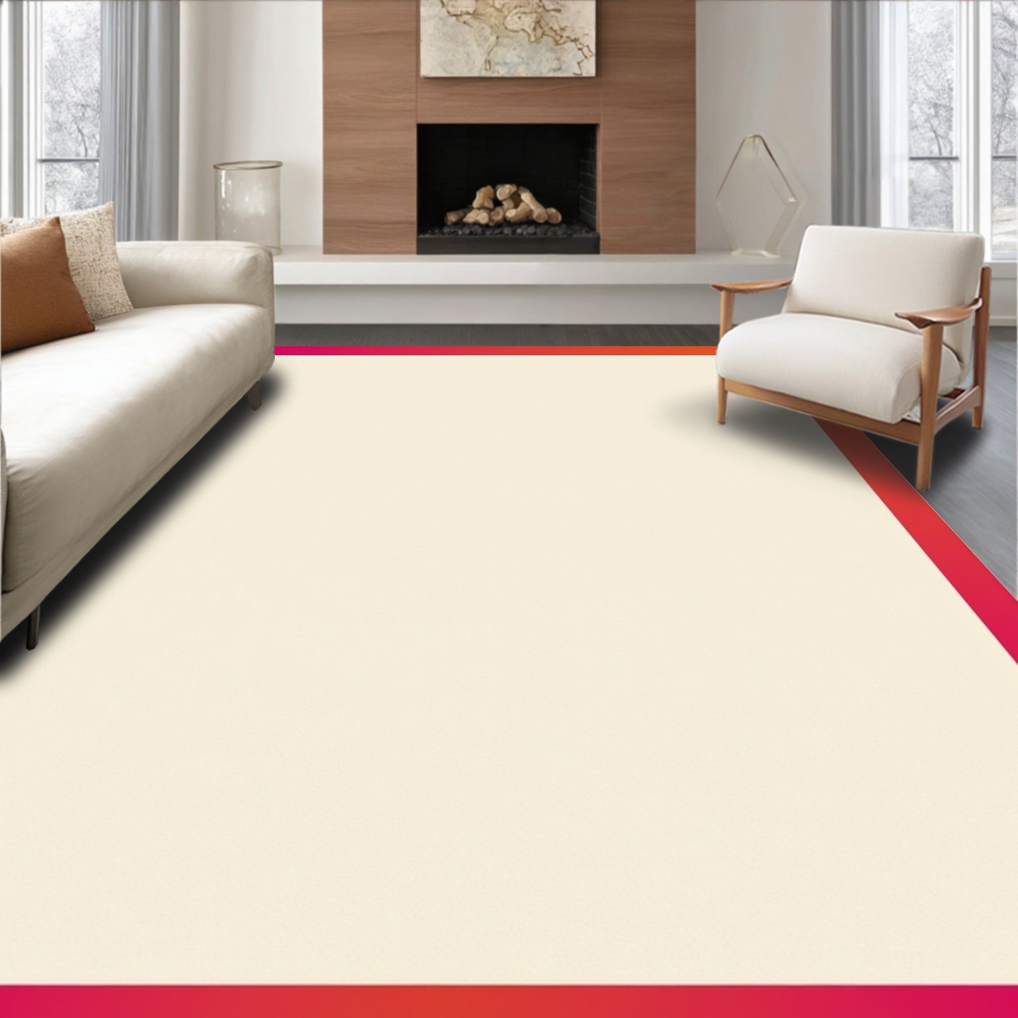 Crimson Pink Ombre Border Rug