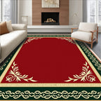 Crimson Center with Golden Leaf Corners Rug