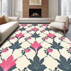 Art Nouveau Pink Blue Floral Lattice Rug