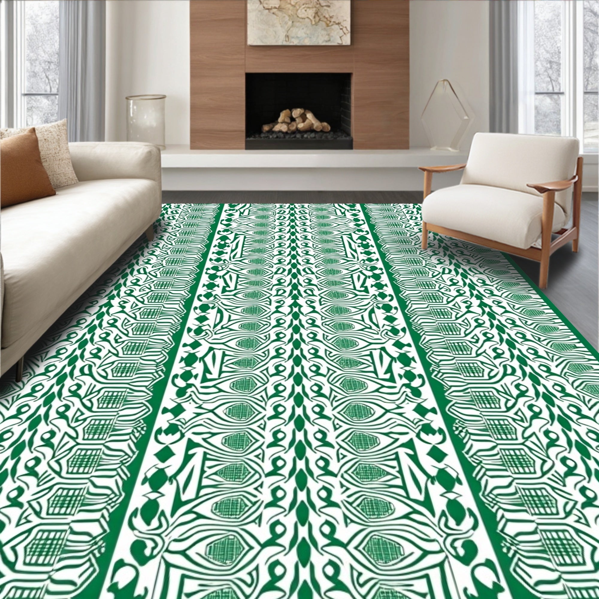 Emerald Green Organic Stripe Rug