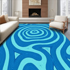 Abstract Blue Wave Contour Rug