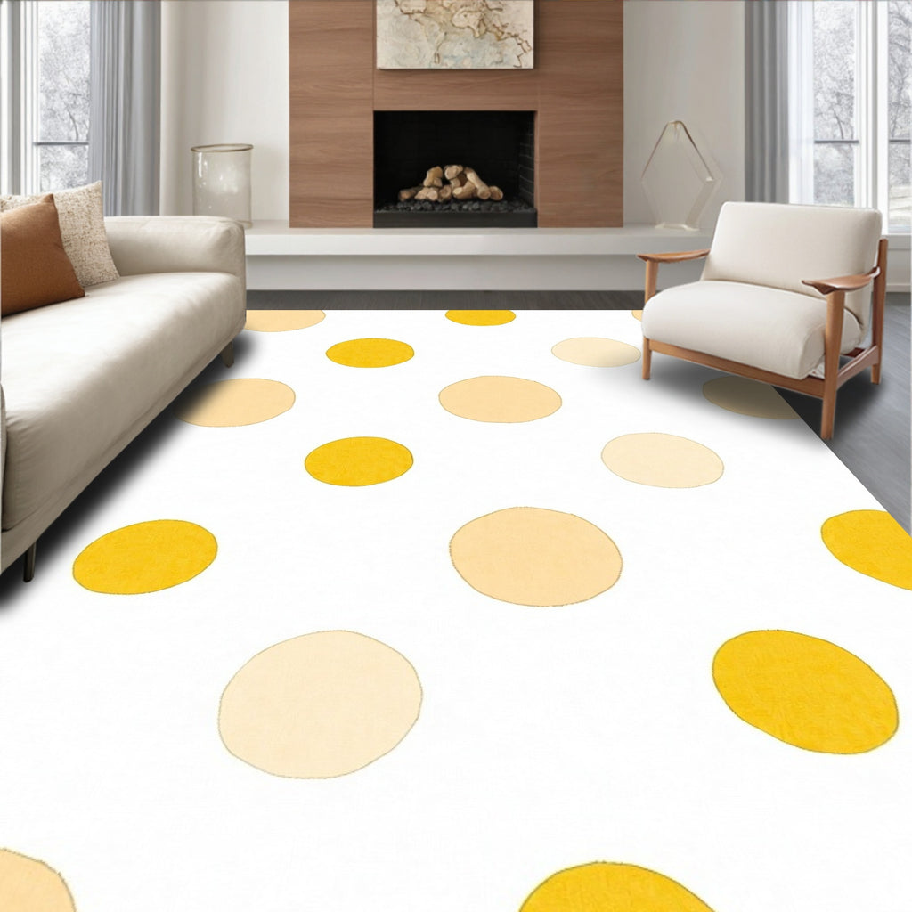 Golden Yellow Polka Dot Harmony Rug