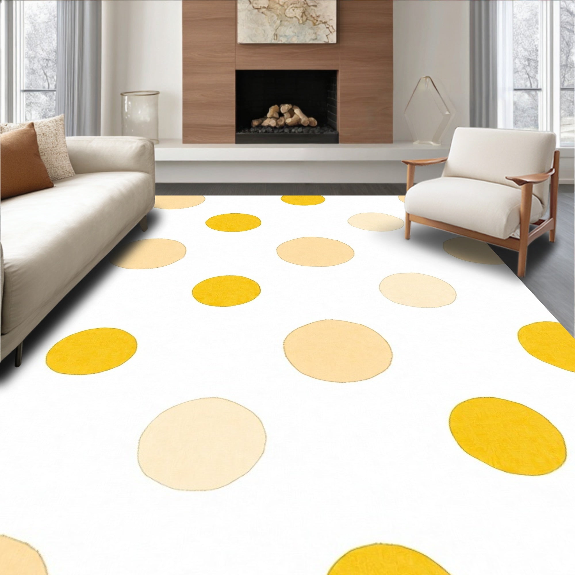 Golden Yellow Polka Dot Harmony Rug