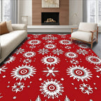 Crimson White Starburst Medallion Rug