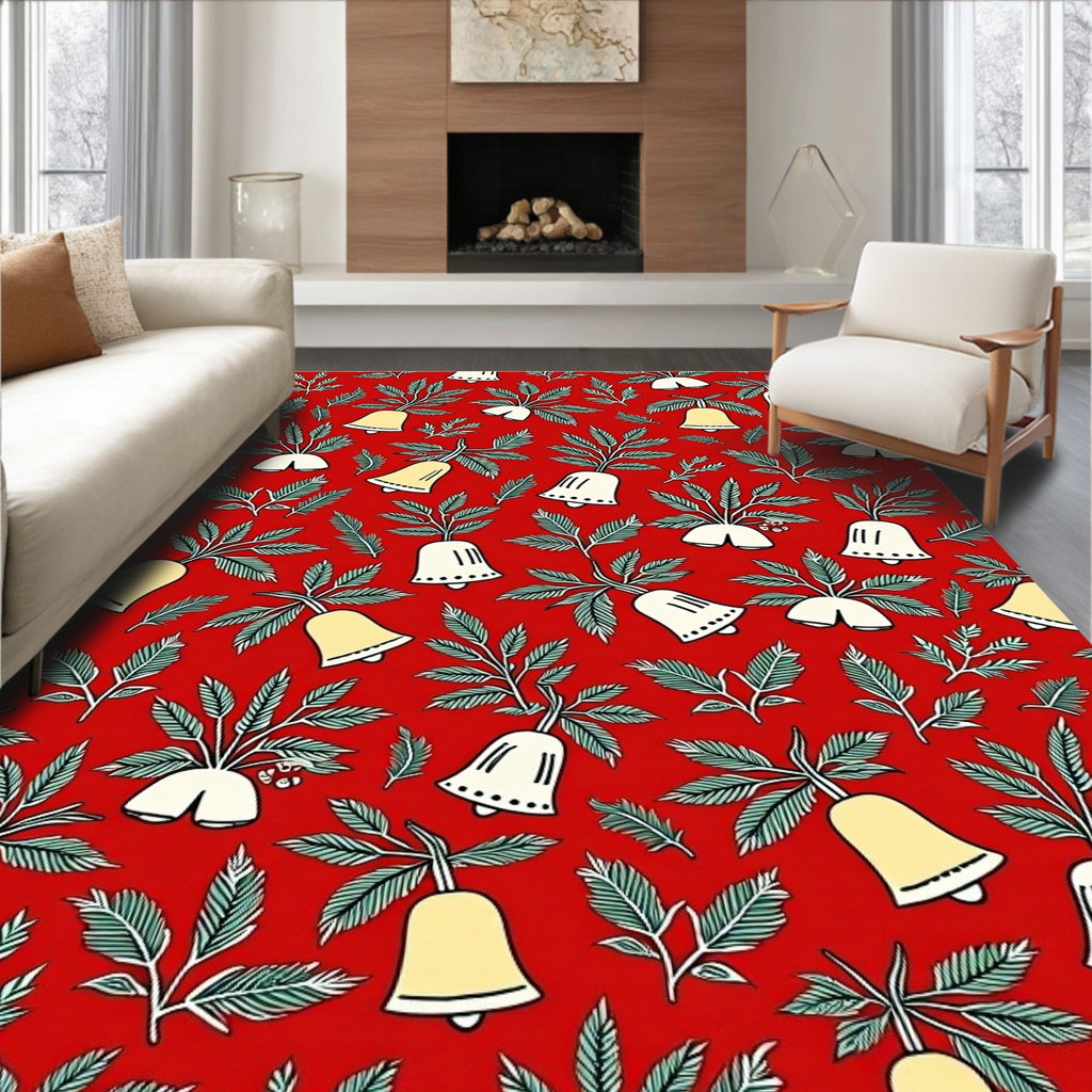 Crimson Bells And Foliage Repeat Rug