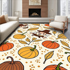 Autumn Pilgrim Critter Pumpkin Leaf Arrangement Rug