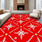 Red Festive Snowflake Medallion Rug