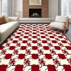 Classic Houndstooth Red Cream Rug