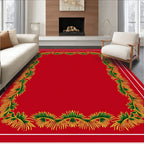 Crimson Green Leafy Border Rug