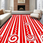 Red White Candy Swirl Stripe Rug
