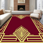 Elegant Gold Geometric Art Deco Frame Rug