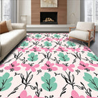 Pink Mint Green Floral Vine Rug