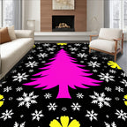 Bright Pink Christmas Tree Snowflakes Rug