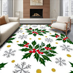 Festive Holly Berry Snowflake Garland Rug