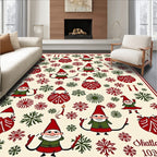 Festive Red Green Gnome Snowflake Scatter Rug