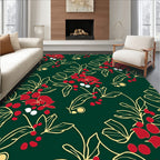Red White Berry Branch Swirl Rug