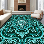 Teal Medallion Floral Swirl Rug