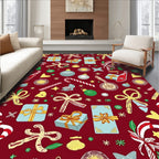 Festive Red Christmas Gift Ornaments Rug