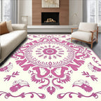 Fuchsia Floral Medallion Ornate Rug