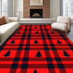 Rustic Red Buffalo Plaid Christmas Tree Rug